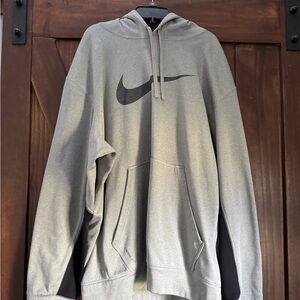 Nike Men's Gray Hoodie with Black Logo